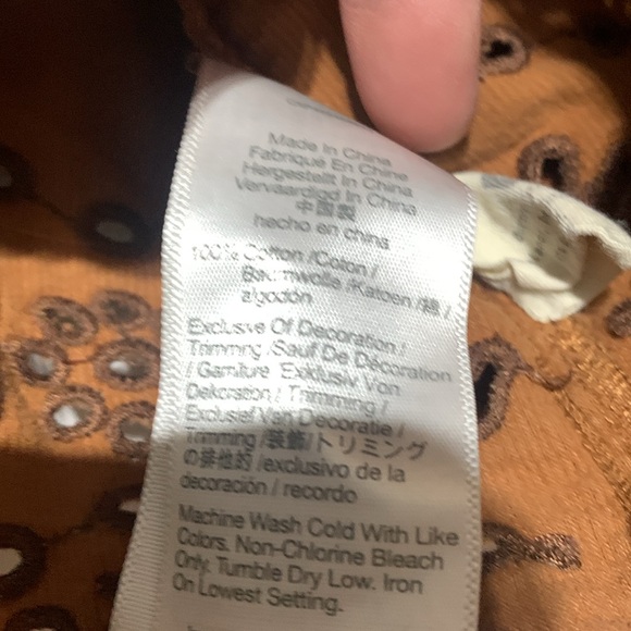 Madewell Boho Eyelet Detail Light Brown Corduory Top - Picture 6 of 6